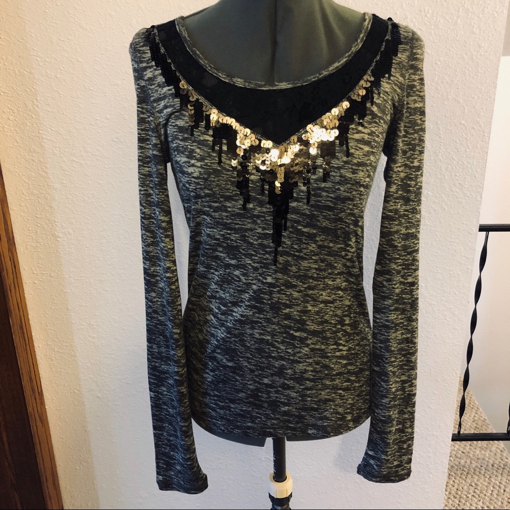 Miss me size medium sequins and beaded lace wings